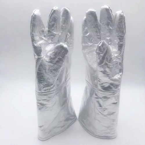 Imagen 2 del producto Guantes de aislamiento térmico de papel de aluminio, guantes antiescaldado, guantes de seguridad protectores resistentes al calor para horno de grado Industrial ignífugos