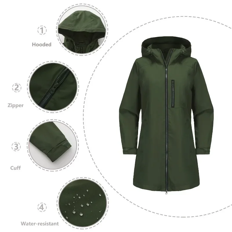 Coupe-vent imperméable pour femmes, manteaux européens et américains, manteau à manches longues, vêtements décontractés amples, printemps et automne