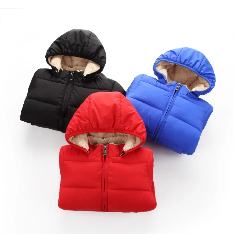 Mädchen Junge Herbst Winter Baby Kinder Kapuzen-Baumwolljacke Gepolsterter Baumwollmantel Einfarbige Kapuzen-Daunenjacke Kapuzen-Langarmmantel
