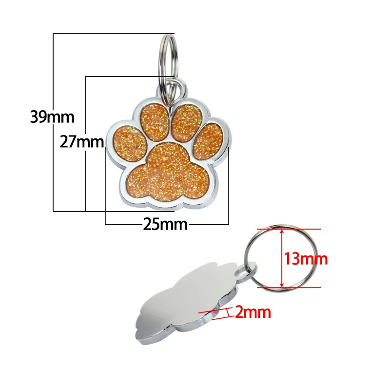 30pcs/lot 25x27mm Bear Dog Paw Pendant Charm Glitter Pet Dog pawprint dangle charms tag Fit For DIY Keychains Pet Collars making - view 6
