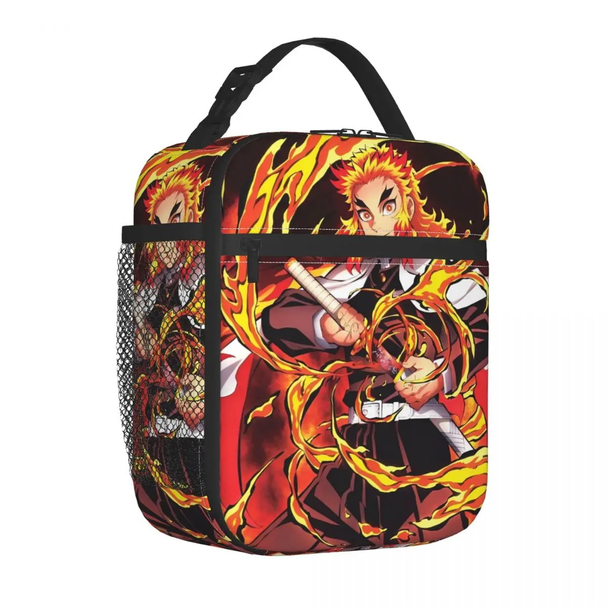 Rengoku Kyoujurou Insulated Lunch Bag Leakproof Anime Demon Slayer Reusable Cooler Bag Tote Lunch Box School Travel Food Bag