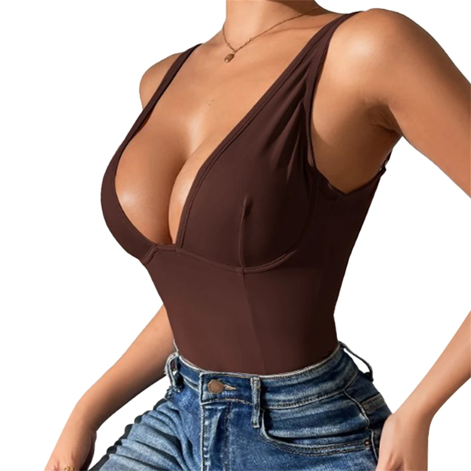 Becirzet Damen Schlankheits-Bodysuit Shapewear Körperformer Bauchreduzierende Unterwäsche Rückenfreies Design Tiefer V-Ausschnitt – Detail 9