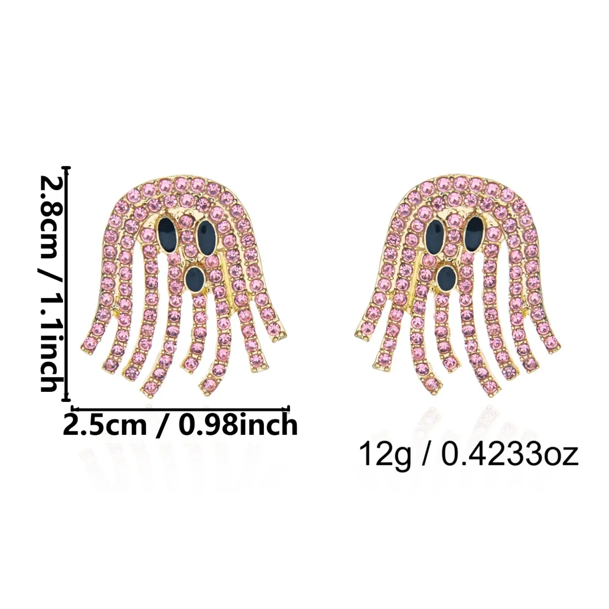 Niedliche Cartoon-Geister-Ohrstecker mit Strass und Quasten für Damen, Punk-Geister-Ohrringe, Halloween-Karneval-Party-Schmuck – Detail 36