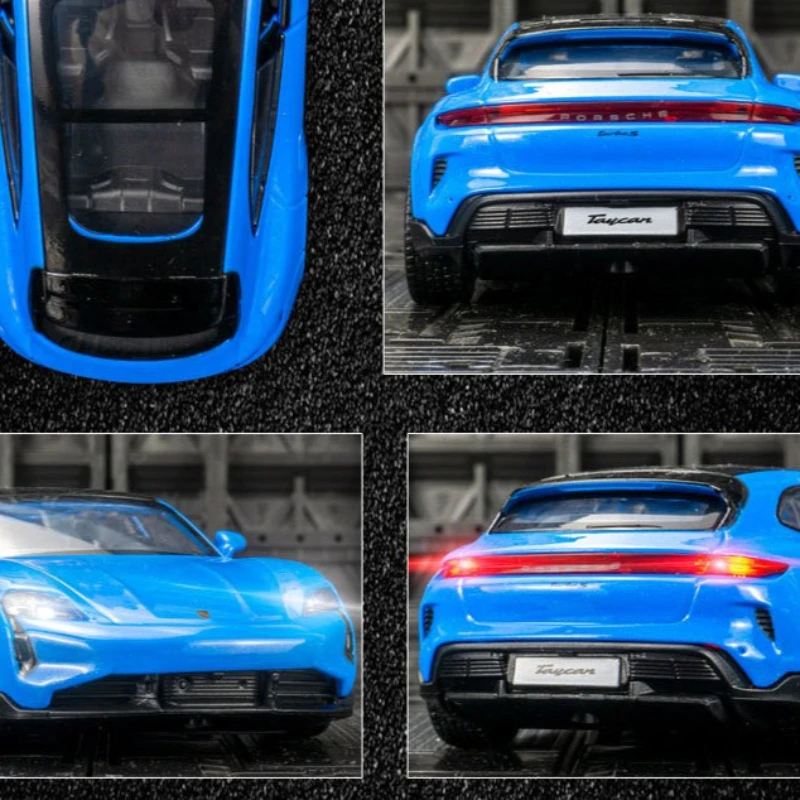 Modèle de voiture en alliage Taycon Turbo S Turismo 1:36, avec son et lumière, véhicule jouet pour enfants, ornements, cadeau