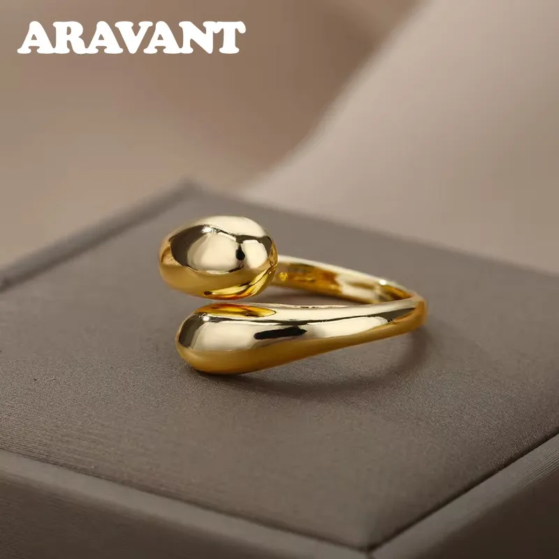 ARAVANT 925 Silver 18K Gold Water Drop Finger Ring For Women Fashion Jewelry