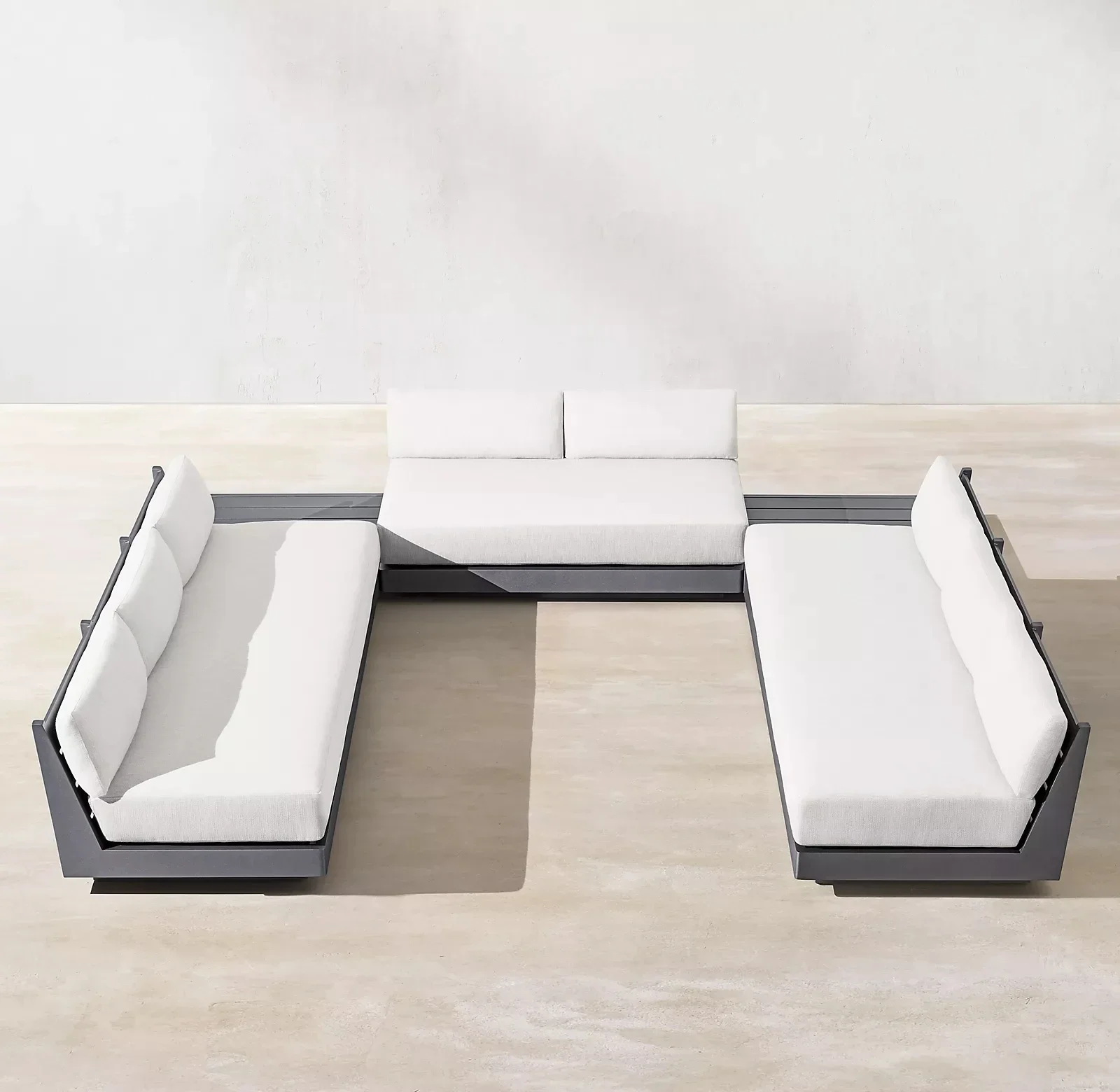 Garden sofa outdoor furniture new design maya aluminum U-sofa sectional with square side tables