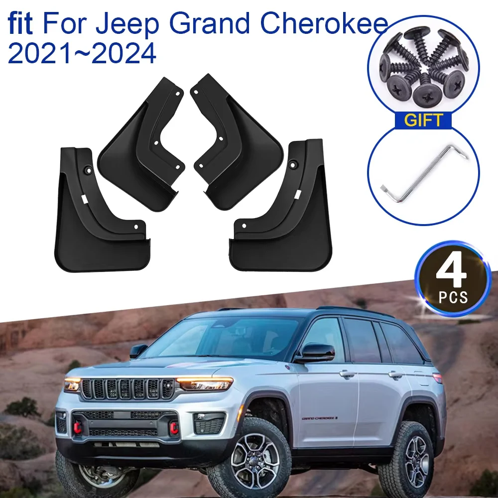 

Для Jeep Grand Cherokee L WL 2021 2022 2023 2024, аксессуары, брызговики, обновленные брызговики, передние колеса, брызговик на крыло