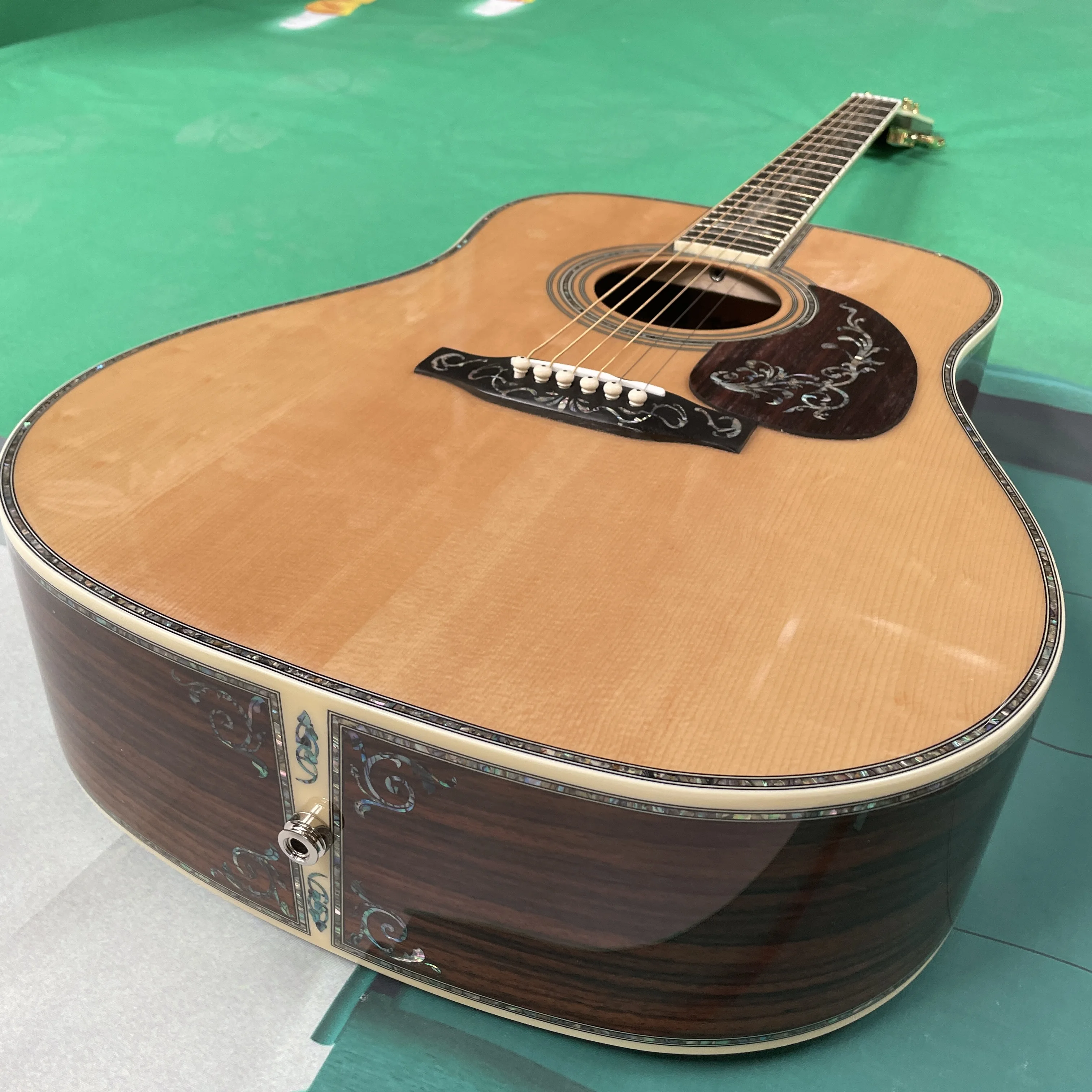 

D45 Solid Top Guitar Small Vase Ebony Fingerboard Full KOA Wood Abalone Shell Inlaid Black Fingers Acoustic Guitar Hot-selling
