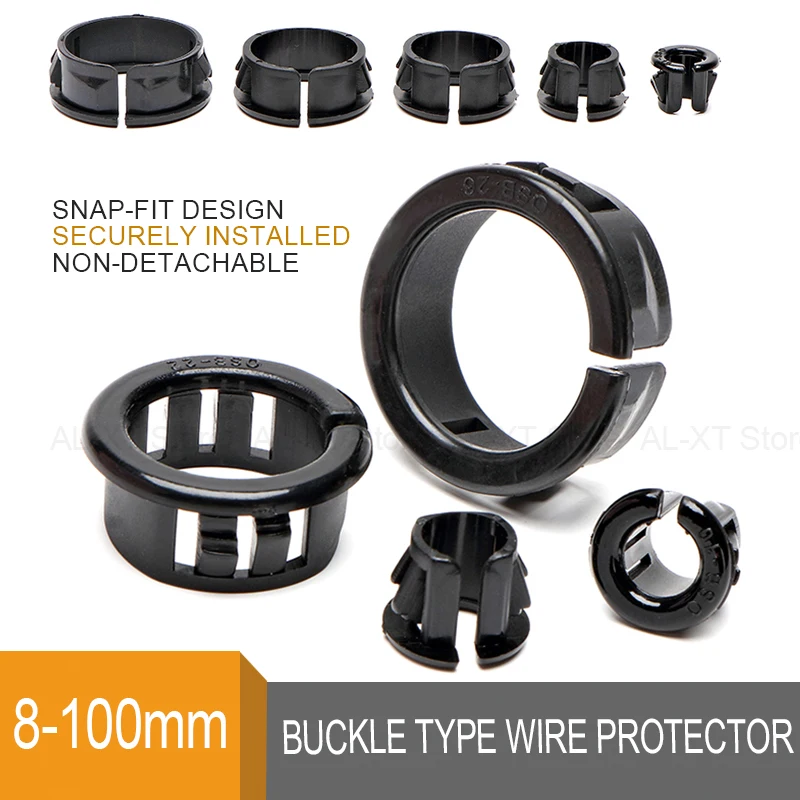8mm-100mm Wall Cable Desk Plugs Round Screw Hole Covers Black SB Buckle Type Nylon Protective Wire Sleeve Plastic Sealing Ring