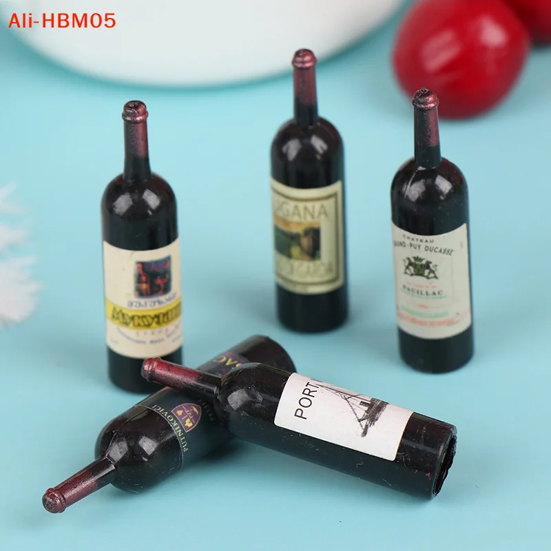 (HB05)10Pc 1/12 Dollhouse Miniature Mini Wine Bottle Set With Box Simulation Drink Model Toys For Doll House Decorat Accessories