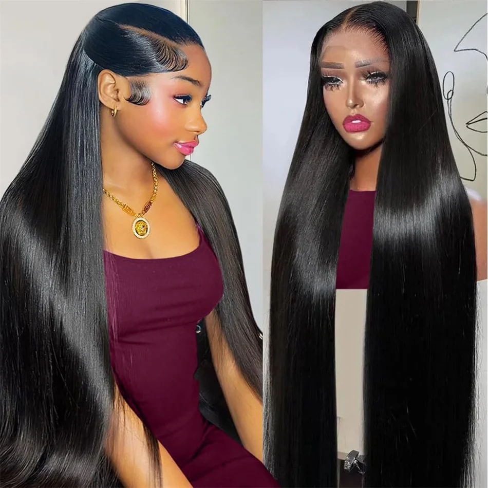 30 Inch Straight Lace Front Wigs Human Hair Pre Plucked 13x4 HD Transparent Lace Frontal Wigs Human Hair 180% 10A Glueless Wigs