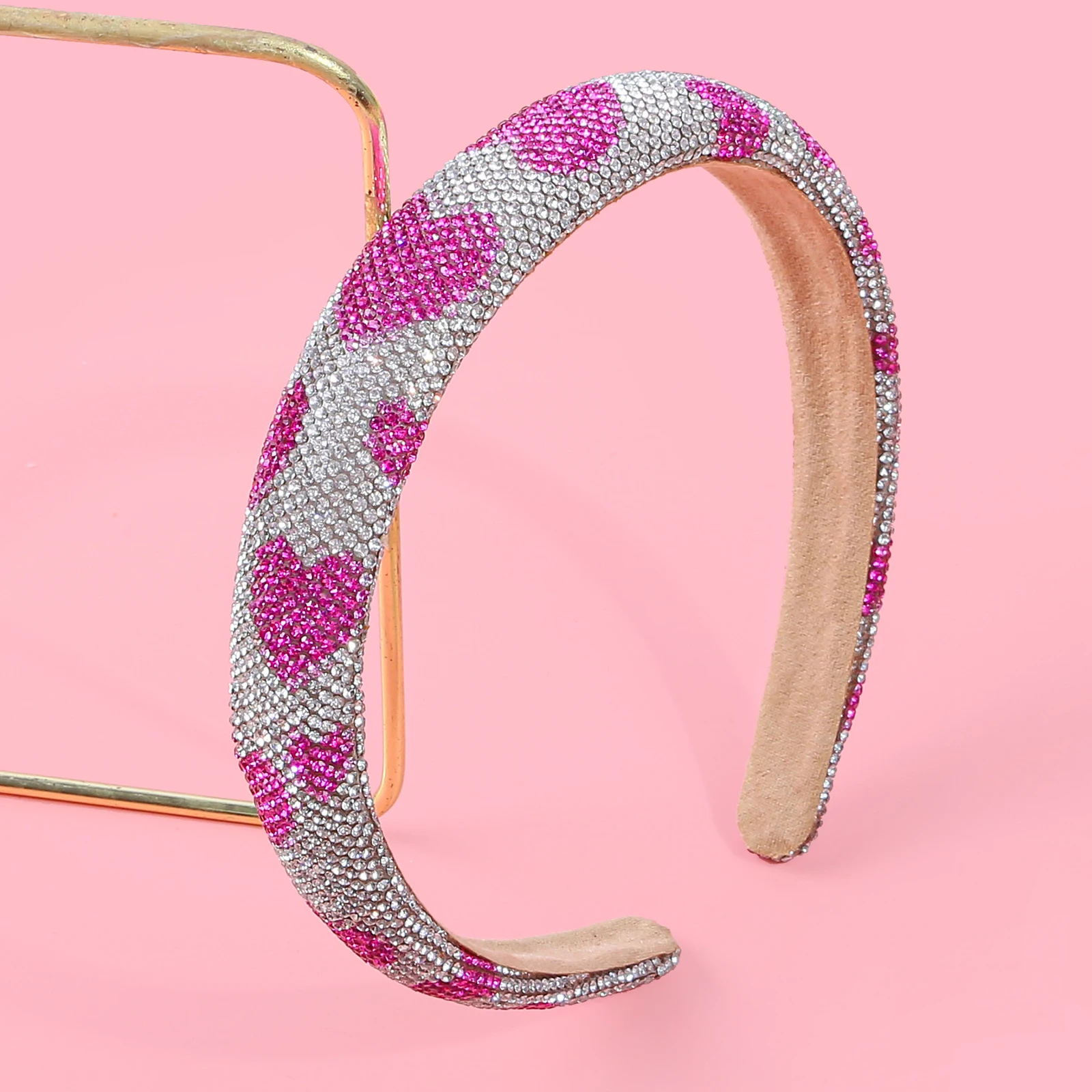 

1 шт. красное розовое сердце с принтом любви и кристаллами, широкая повязка на голову для детей, подарок на день Святого Валентина, вечерние, декор, аксессуары для волос для девочек