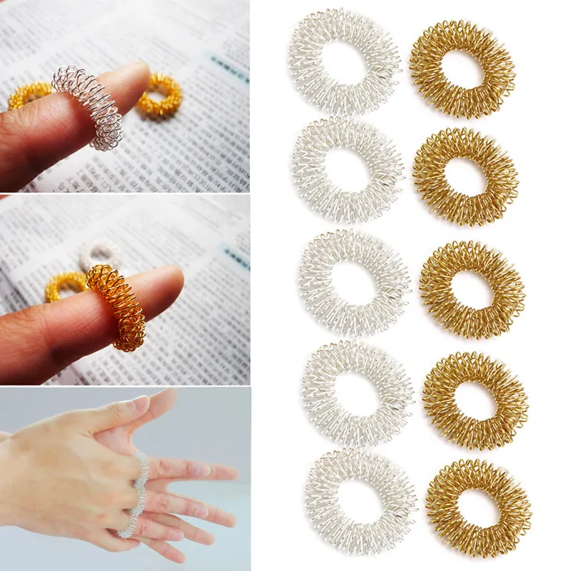 Body Finger Massage Rings Acupuncture Ring for Health Care Gold/Silver Plated Co