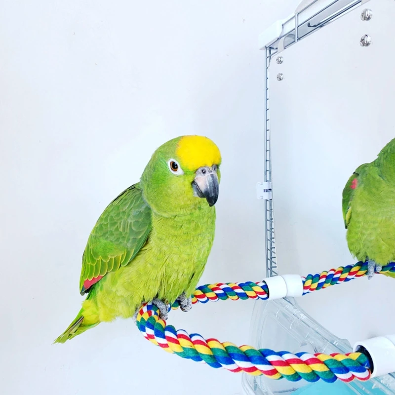 Acrylic Bird Mirror with Rope Perches Bird Lovebirds Finch Canaries Swing Comfy Perch for Parakeet Cockatiel Conure