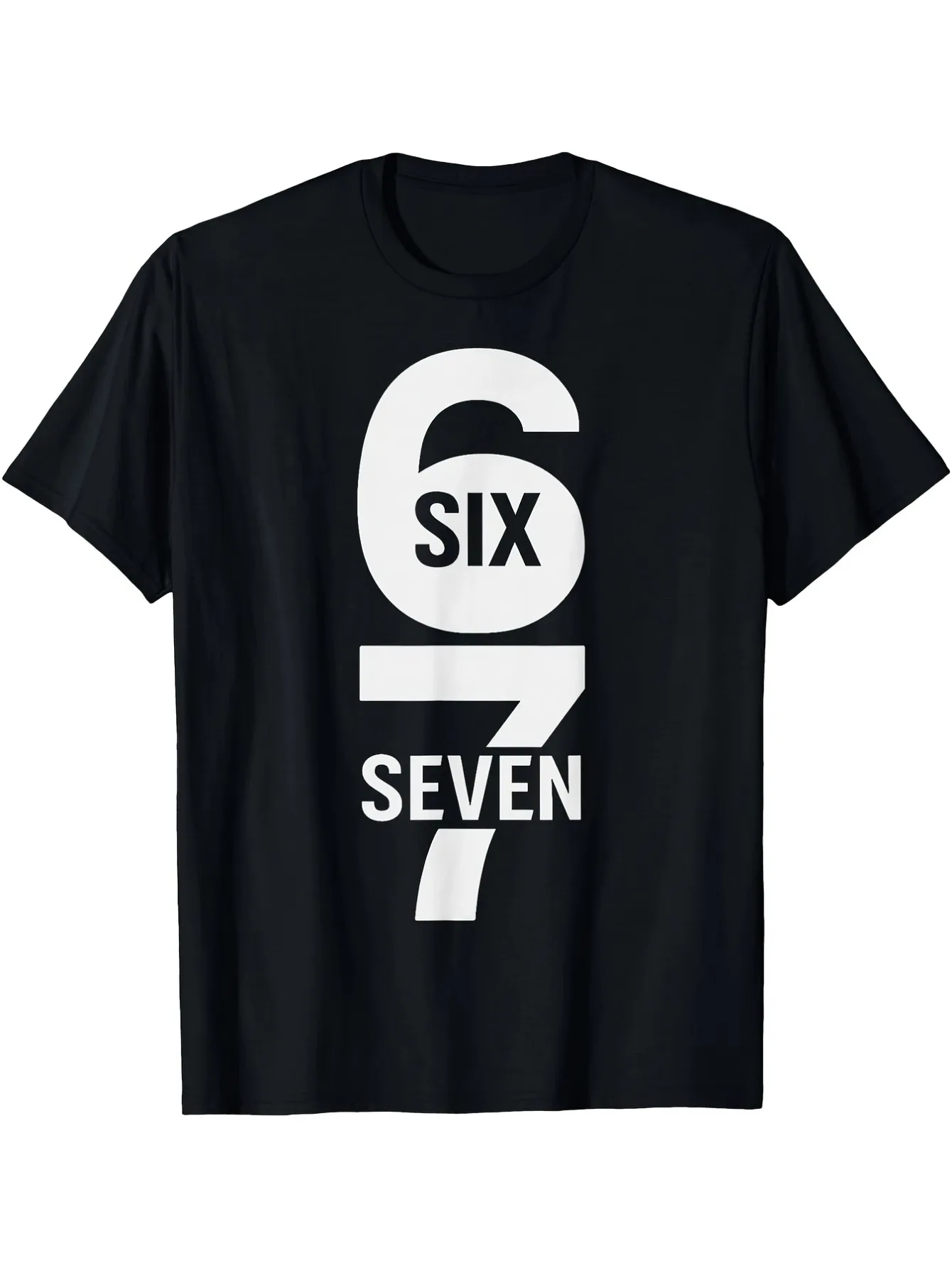 

Fun 67 Meme Number Joke T-Shirt, Unisex - Loose Fit, 100_ 180Gsm Black Background, White 67 Number Print ~Ngs~ Design, Party Clothing