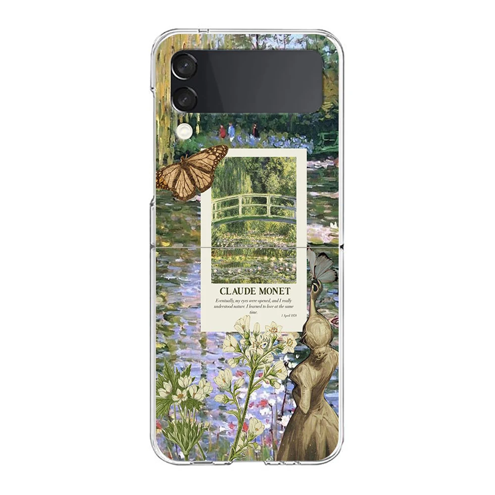 جراب هاتف من Claude Monet Art ، صلب قابل للطي شفاف PC ممتص صدمات ، غطاء شفاف ، Samsung Galaxy Z Flip 3 4 5 #3