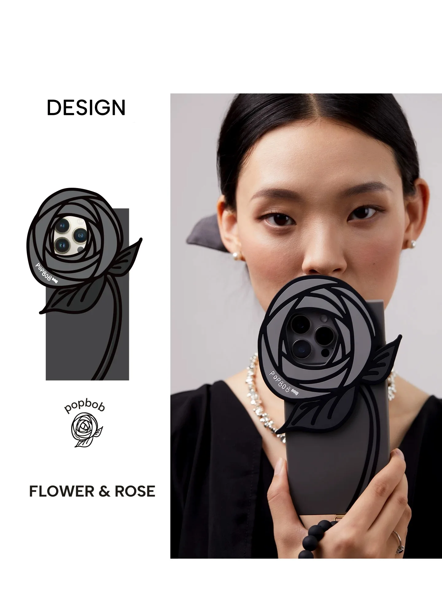 

Flower and Rose mobile phone case suitable for iPhone mobile phone protective cover simple hand-held beaded hand-held case