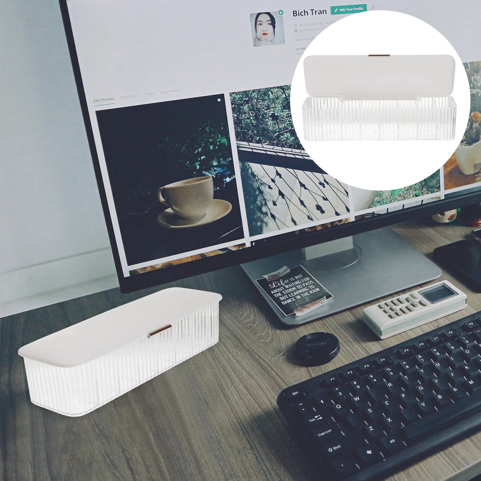 Boîte de rangement de câbles de données avec couvercle, compartiment séparé, boîte de rangement de câbles transparente pour bureau, Organization de la maison