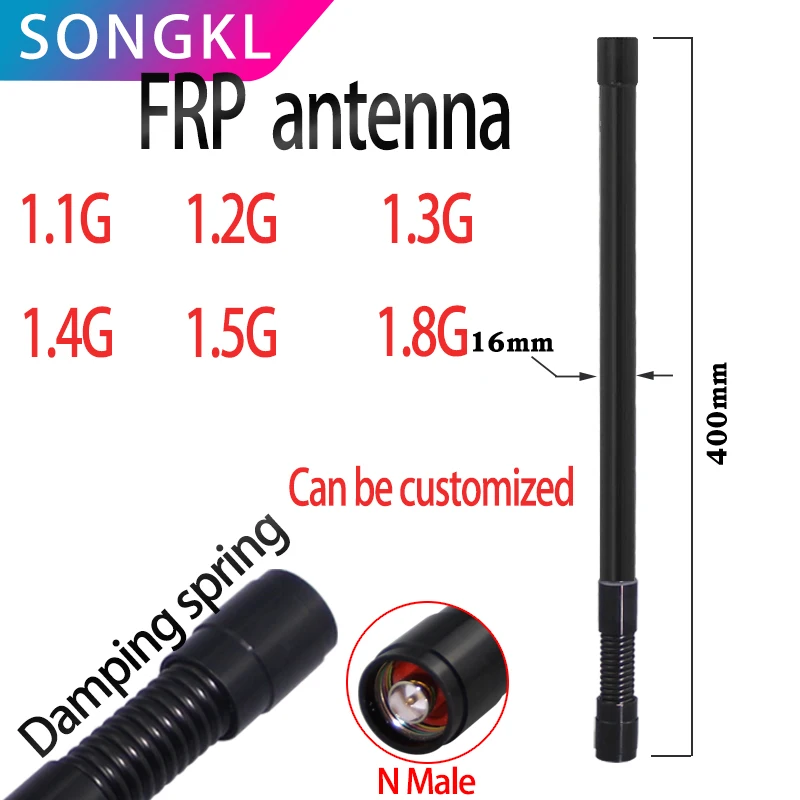 

N Male spring damping antenna 1.1G 1.2G 1.3G 1.4G 1.5G 1.8G High-gain waterproof omni FRP module antenna customized