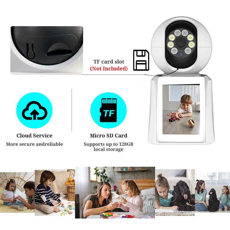 2,8 inch IPS-scherm YiLot APP 2MP 1080P Eén sleuteloproep Draadloze PTZ IP Dome Camera AI Humanoïde detectie Groothoek CCTV-monitor