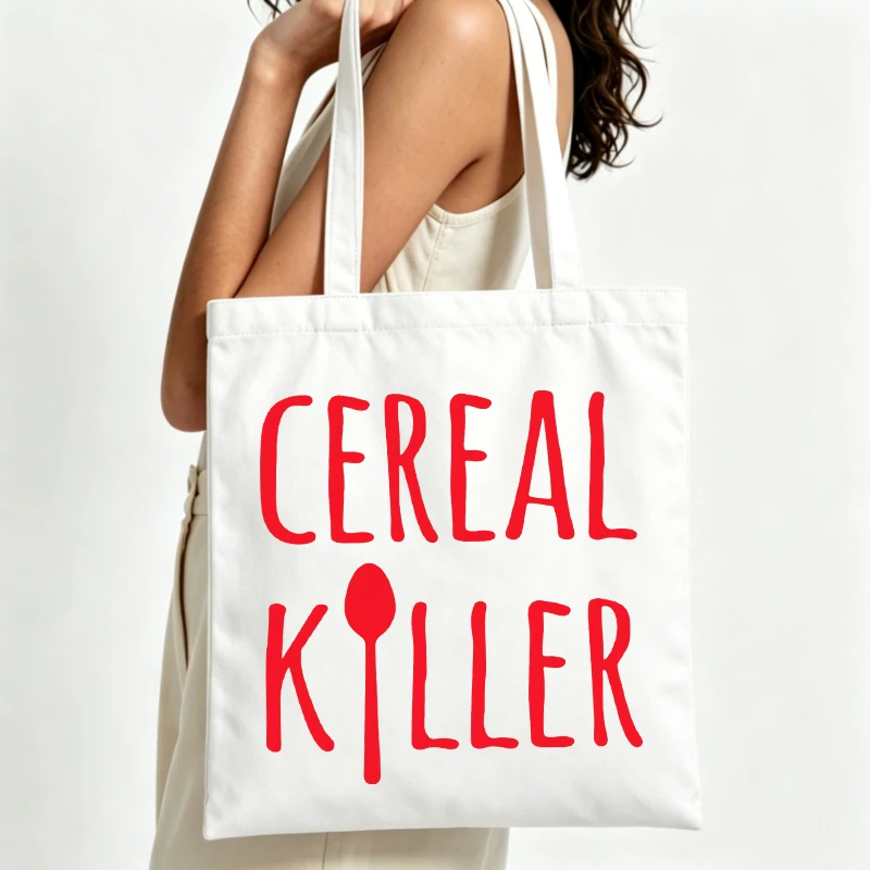 letter print canvas tote bag with typography design, ideal for casual daily use and shopping outings