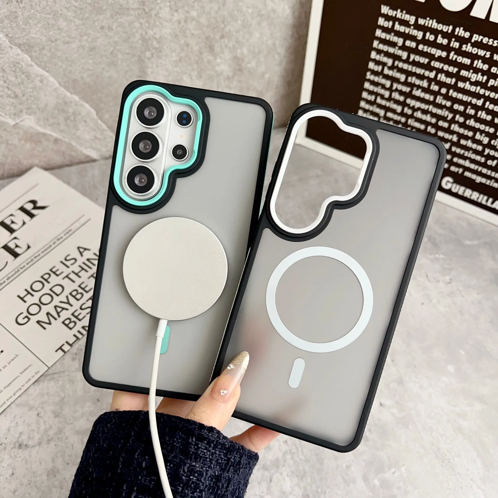 case for Samsung S26 S25 S24 S23 ultra magnetic protective case full coverage frosted Shock Proof Wireless Charging Anti-Scratch