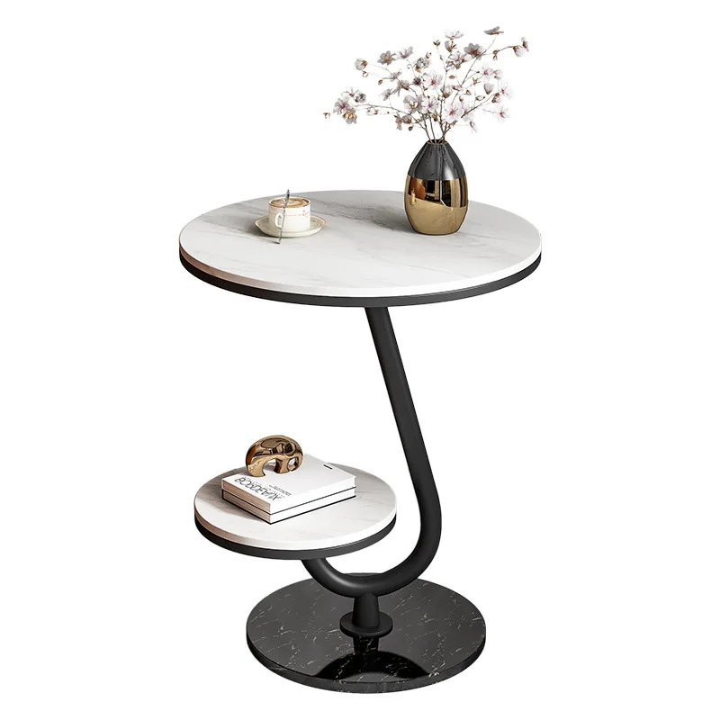 Modern Minimalist Sofa Corner Table, Nordic Slate Side Table for Living Room, Light Luxury Creative Nightstand, Balcony Small Co