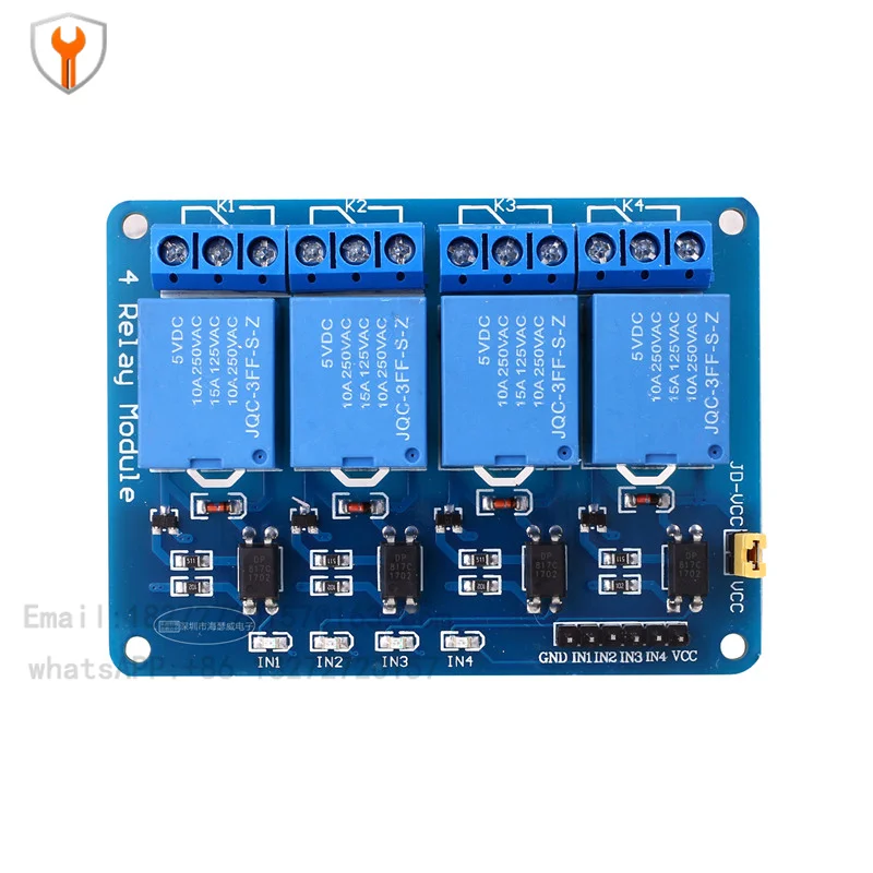 With optocoupler isolation 4-way relay module, microcontroller, expansion board, control board 5V 12V 24V