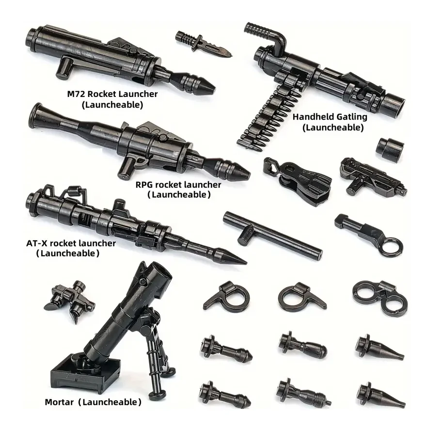 Moc-armas militares SWAT, cañón, soldado, Escudo de policía del ejército, bloques de construcción, accesorios de figuras, modelo de ladrillos, juguete DIY