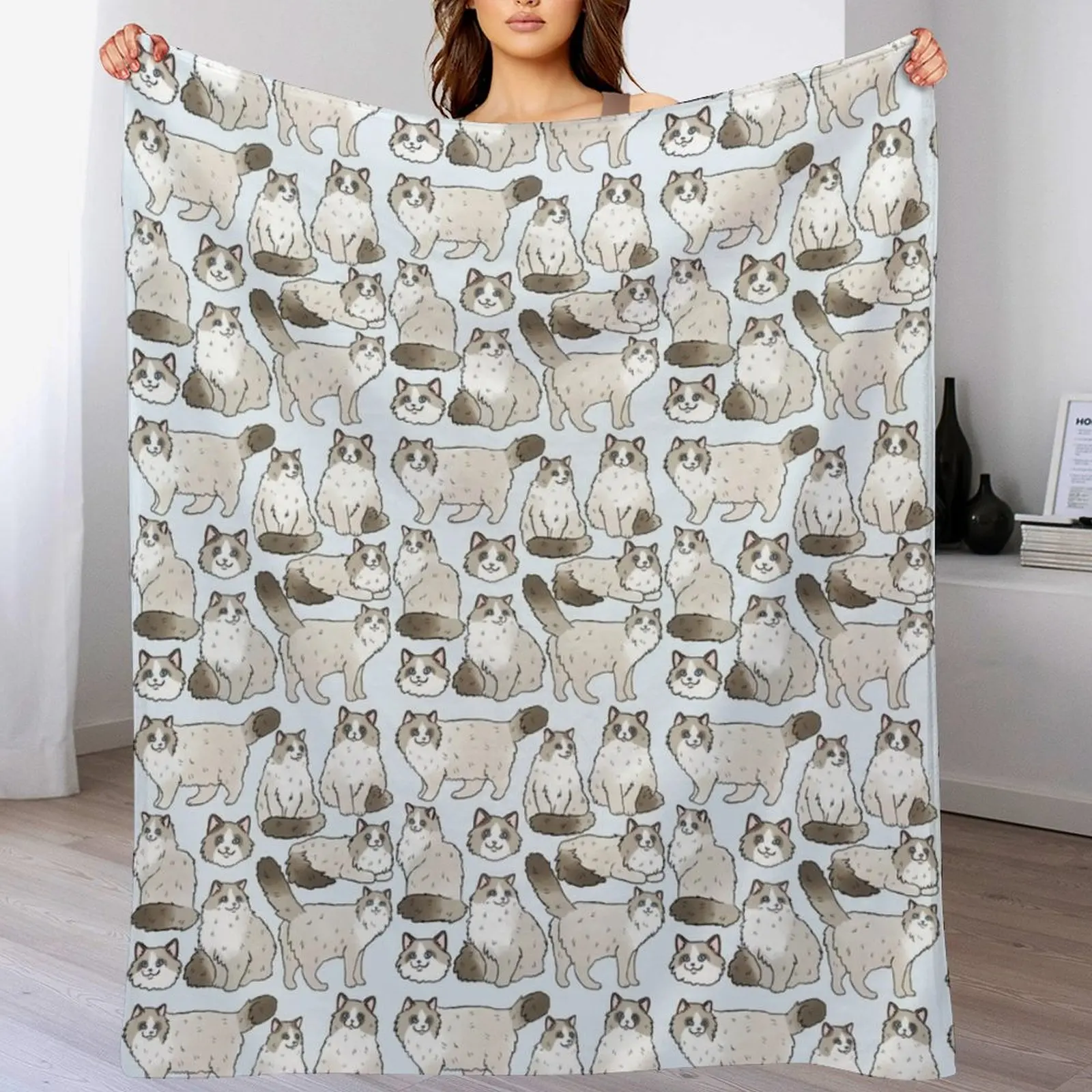 

Ragdoll cute cat pattern Throw Blanket Camping Heavy Bed linens Hairys Blankets