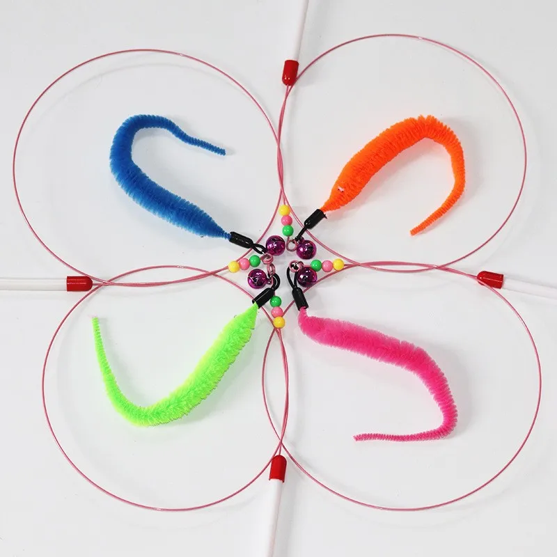 Wholesale Funny Cat Sticks Steel Wire Feathers Self-hey Relieve Boredom Bell Sound Toys