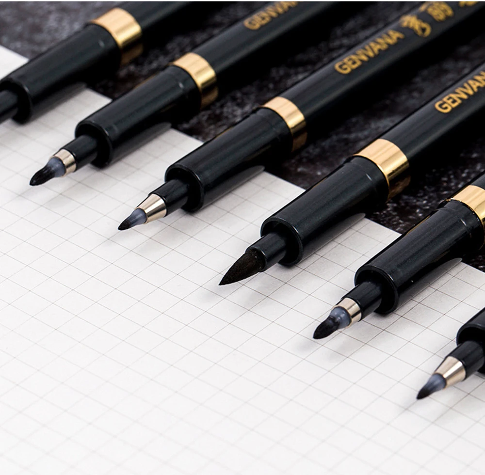 3Pcs Calligraphy Pen Sketching Beautiful Pen Soft Brush,Writing Engraving Marking Painting Pen,Black Ink Pen Art Marking