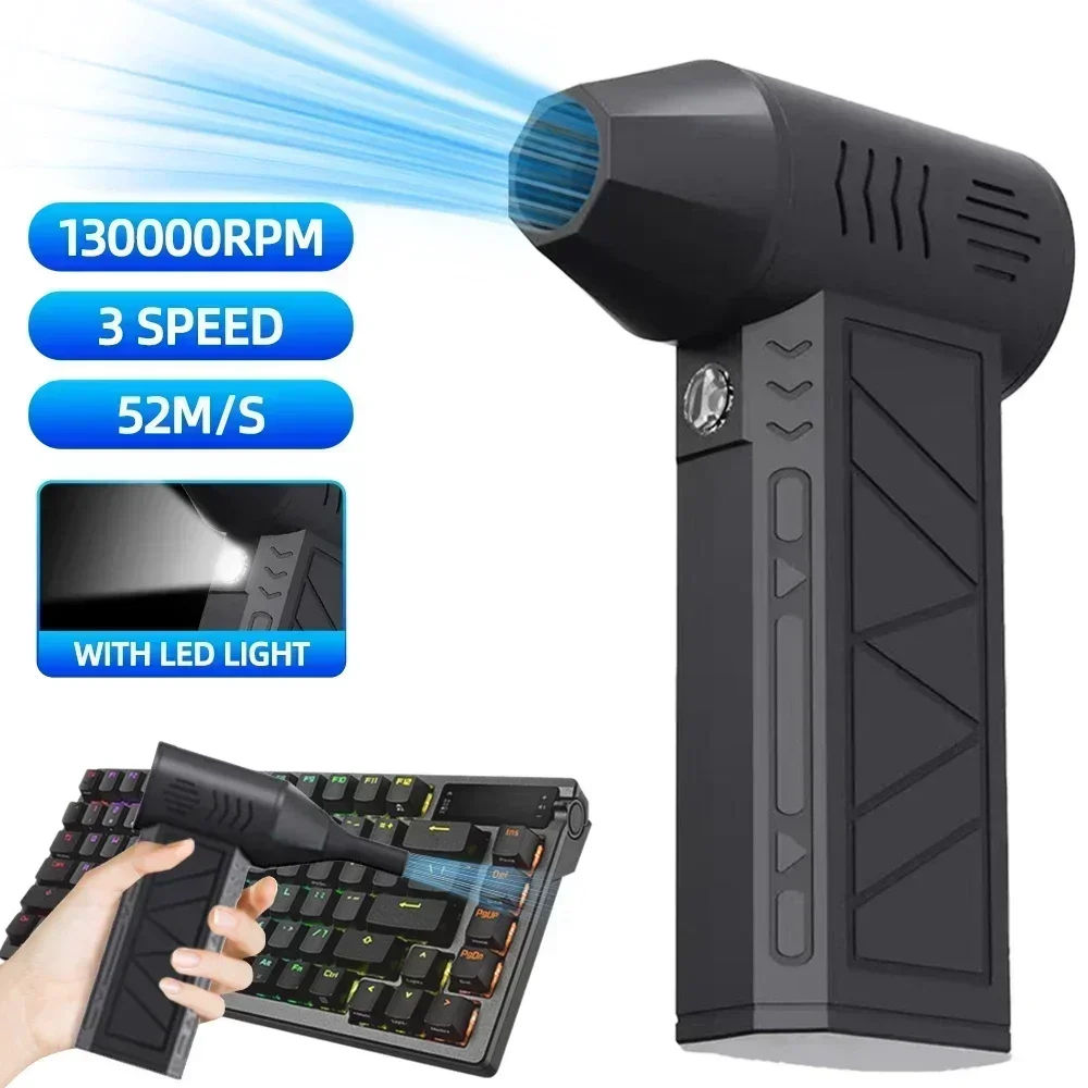 

Mini Air Blower Brushless Electric Air Duster 3 Gear Turbo Violent Blower Rechargeable with Light Car Cleaning
