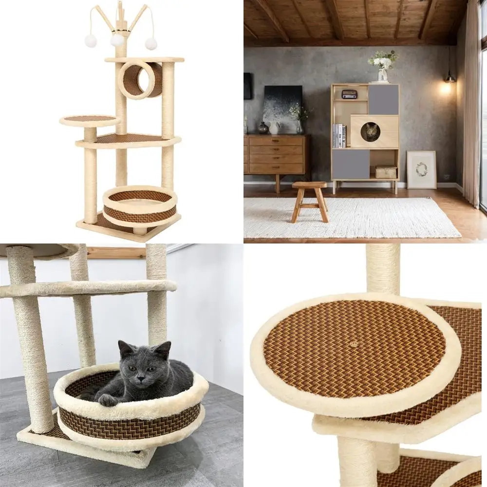 

Sisal Braided Cat Trees with Climbing Frame, Fun Ball, and Paw-Friendly Columns for Feline Fitness and Entertainment