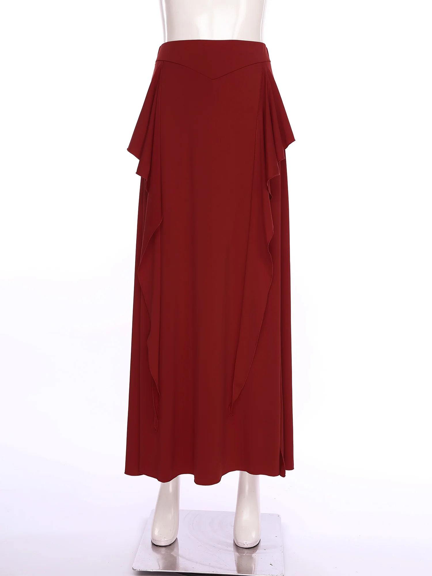 Womens Belly Dance Maxi Skirt Cascading Ruffles Side Slit Elastic Waist Safety Shorts Skirt Dancewear for Oriental Folk Dance