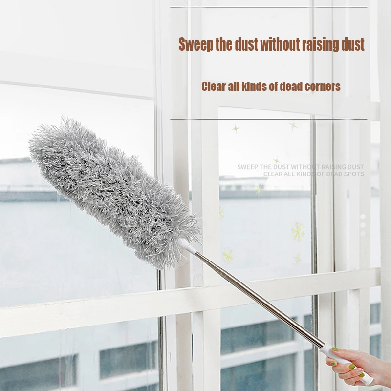 

Белоснежная многофункциональная портативная тряпка с перьями, бытовая выдвижная тряпка для пыли, длинная ручка из нержавеющей стали для чистки