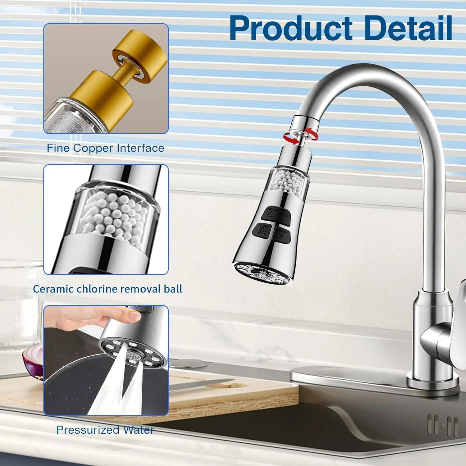 Universal Kitchen Faucet Extender With Filter Function 360° Rotate Aerator Splash Filter Washbasin Faucet Bubbler Nozzle Aerator