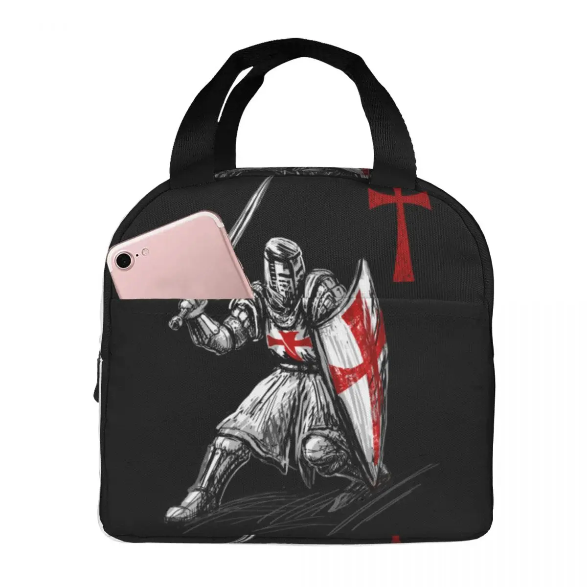 Knight Templar Crusades Knights Christian Warrior Thermal Insulated Lunch Bag Resuable Lunch Container Multifunction Food Box