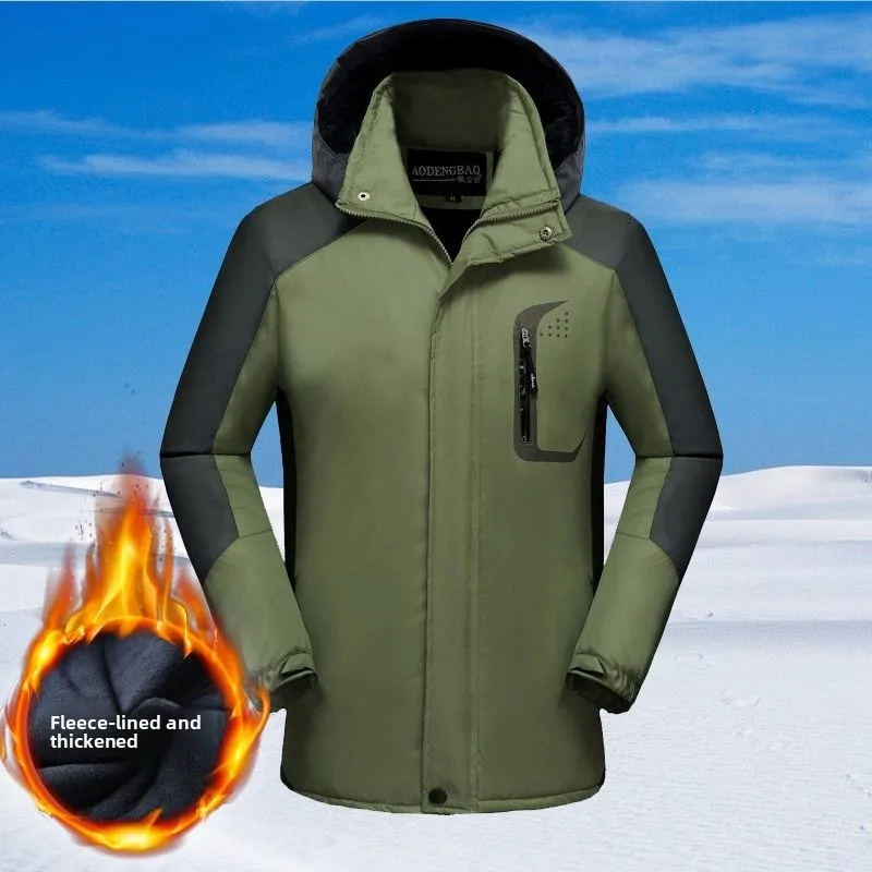 سترة حرارية شتوية للرجال، معطف سميك مبطن بالصوف مقاوم للماء ومقاوم للرياح، سترة متينة مقاومة للبرد في الهواء الطلق #1