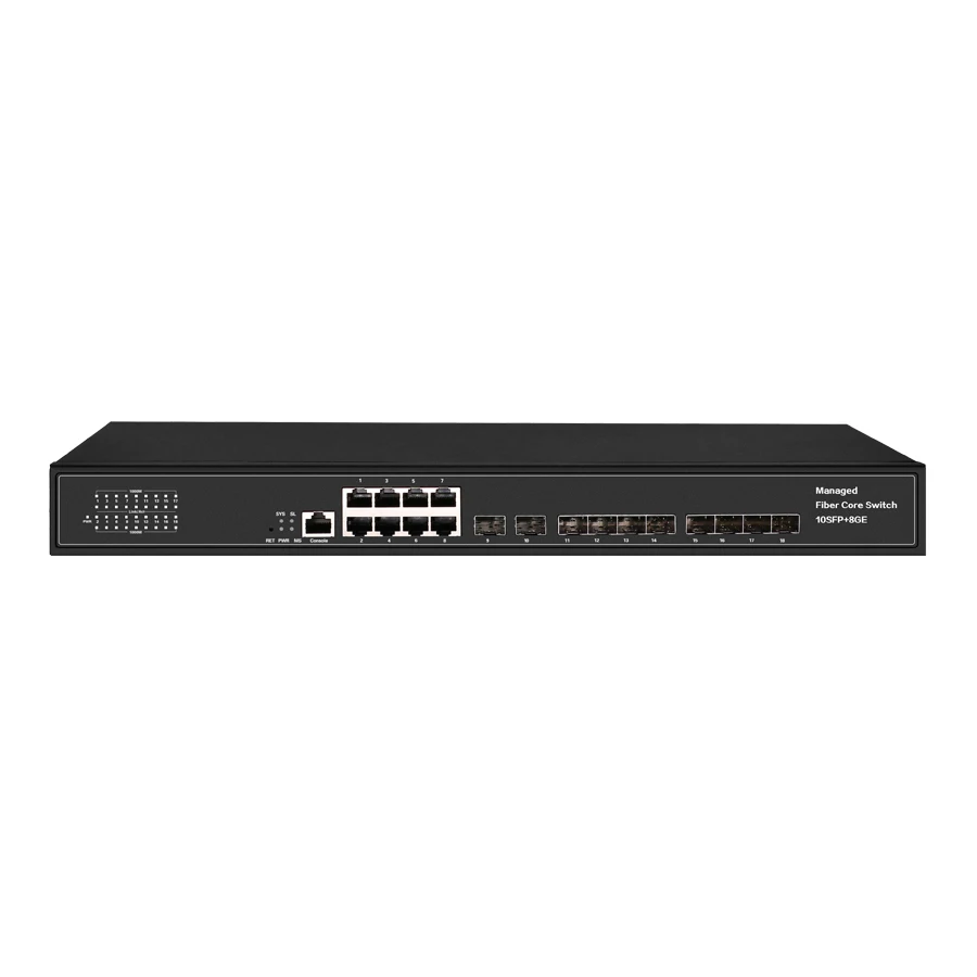 Switch Gigabit SFP 10 a 8 porte Switch gestito dal web switch di rete di convergenza ottica DC12V 2A