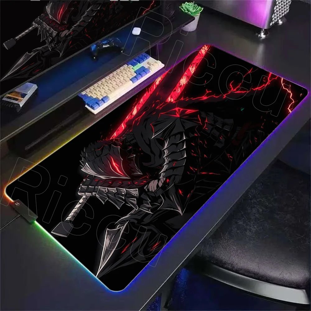 

New Guts Sword in Berserk RGB Mouse Pad Gaming Mousepad Pc Accessories Keyboard Desk Protector Mats Anime Berserk Speed Mice Pad