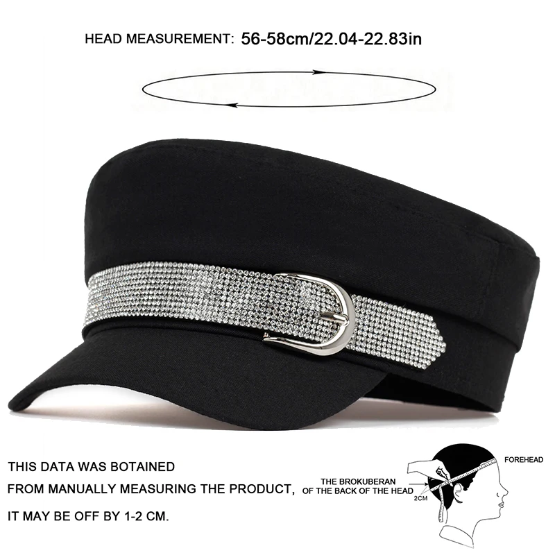 Unisex Big Buckle Style Beret Military Caps Spring Autumn Sailor Hats Women Large Black Beret Caps Men Flat Top Captain Navy Hat
