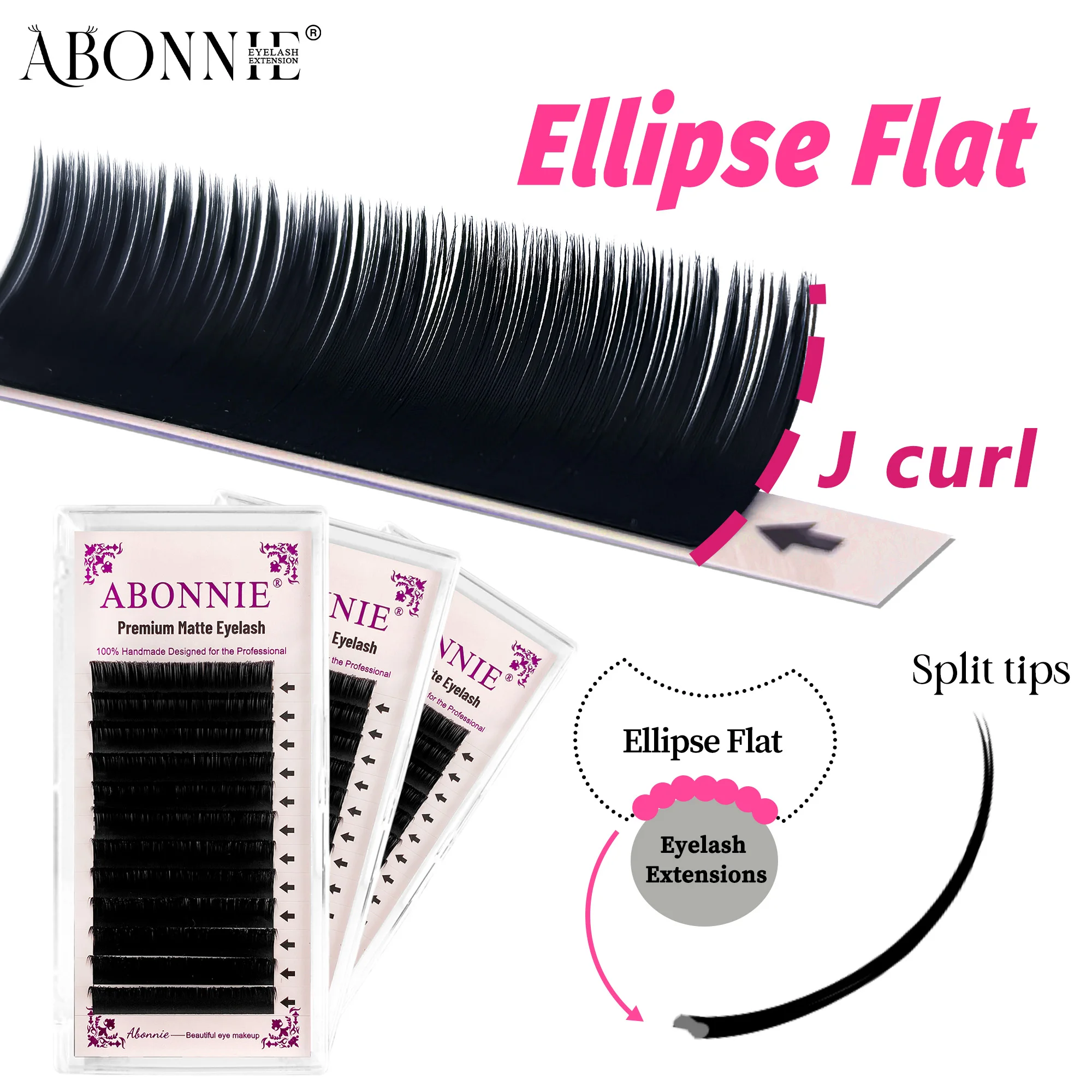 

Abonnie J Curl Ellipse Flat Lashes Fluffy Volume Eyelash Extension Natural Soft Eyelashes