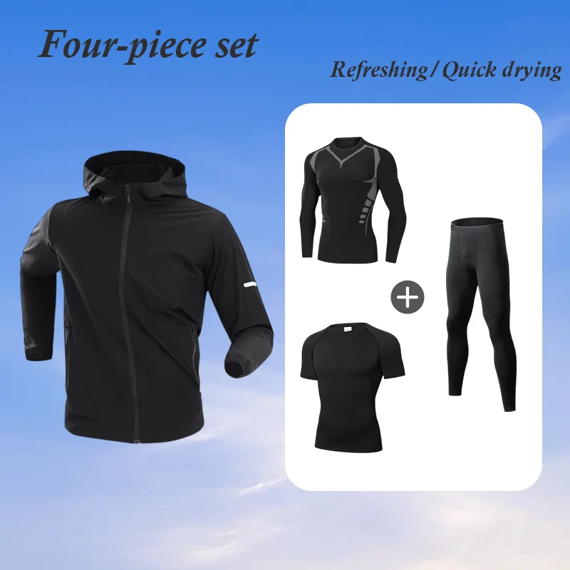 

Men's Fashion Running Sports Set 2025 New High Elastic Quick Dry Breathable Wear Trendy Comfortable Fitness Training Clothes