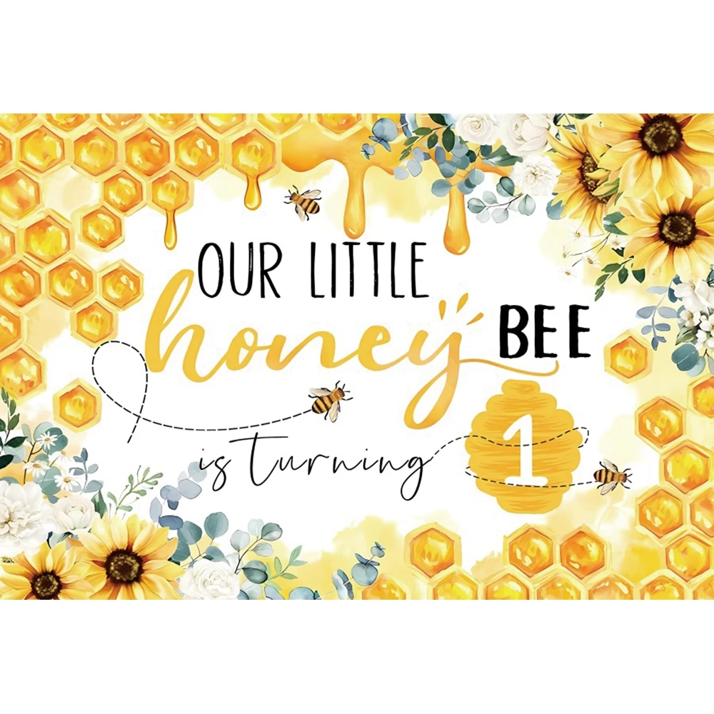 Sweet Little Bee Baby One Birthday Backdrop for Photography Flower Baby Shower Party Decor Background Photocall For Photo Studio