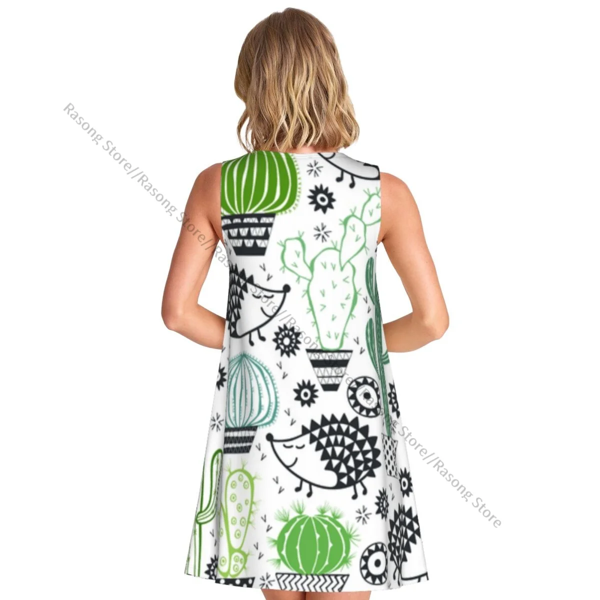 Vestido chaleco de verano para mujer, vestidos femeninos sin mangas con dibujos de Cactus, erizo, animales, Saguaro y pera espinosa