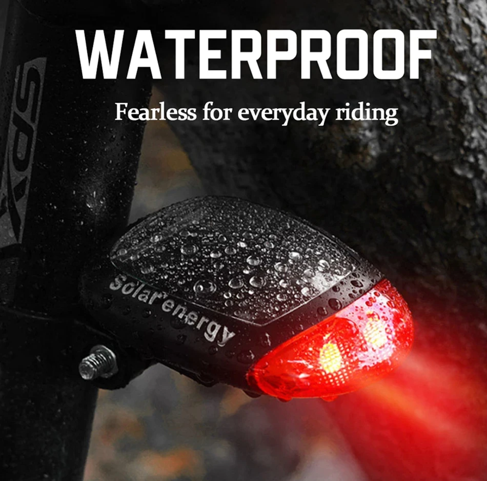 Bike Front Lights Night Riding Bicycle Taillight Solar Energy Light Outdoor Waterproof Safety Warning Lights Lamp MTB Cycling