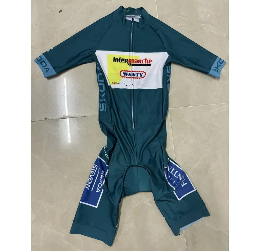 LASER CUT Skinsuit 2024 INTERMARCHÉ WANTY TEAM TDF GREEN Bodysuit SHORT Cycling Jersey Bicycle Clothing Maillot Ropa Ciclismo