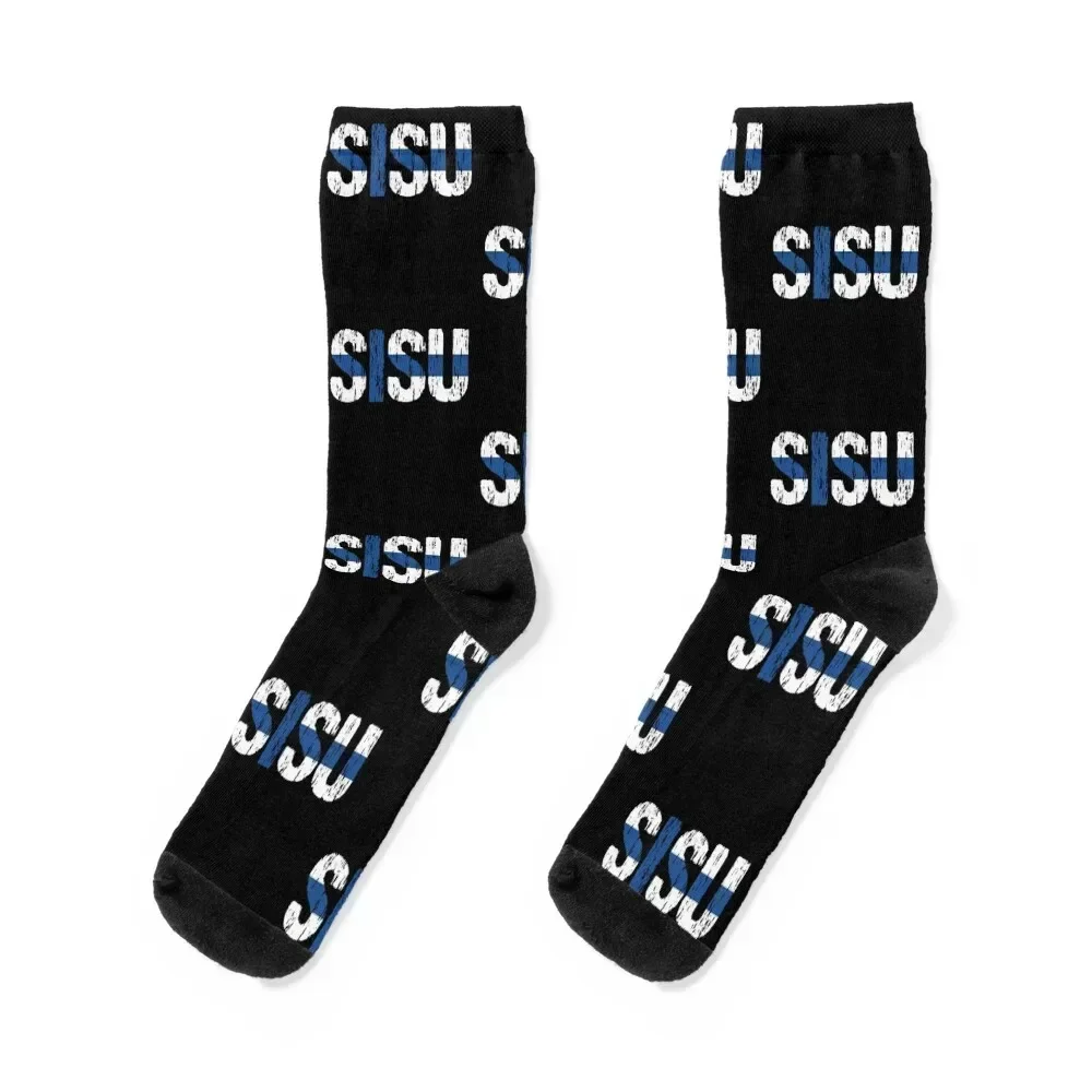 

Sisu Finnish Flag Distressed Socks essential luxury golf custom sports Women's Socks Men's