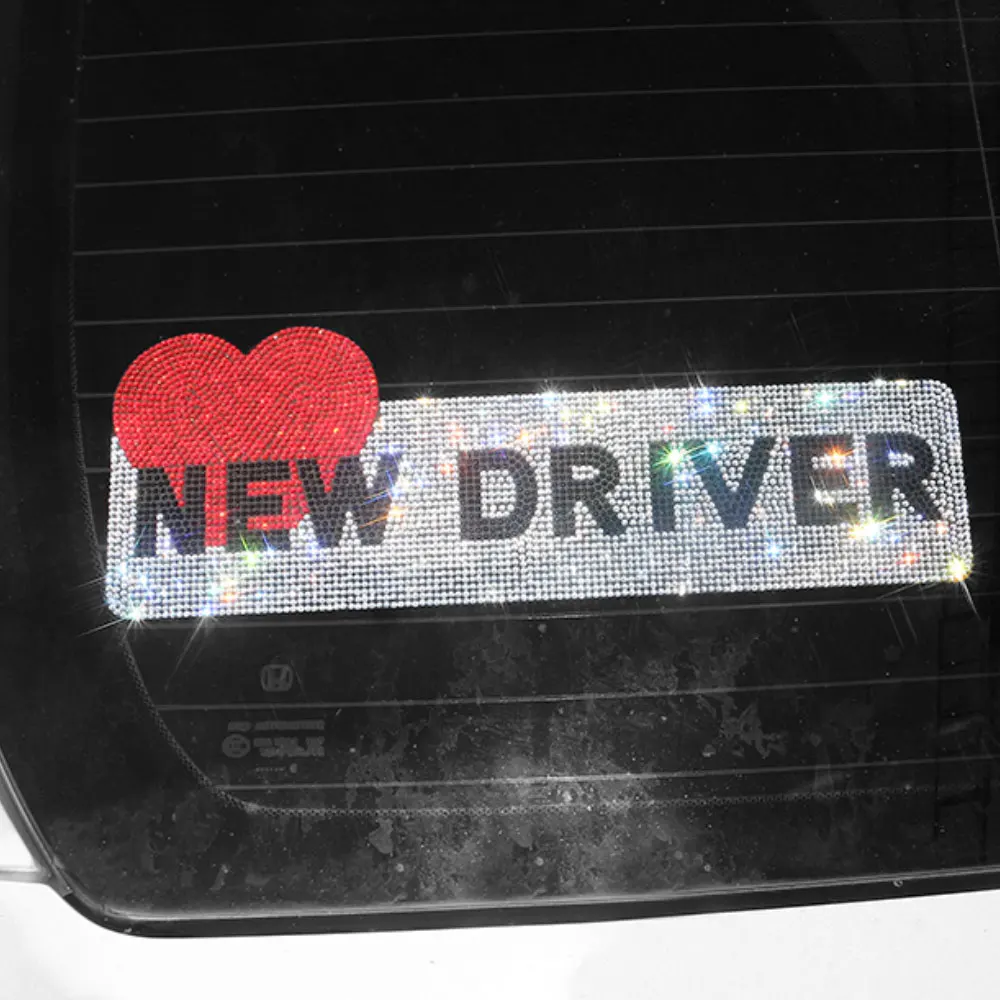 

New Driver Car Sticker Auto Reflective Sign Sticker Bumper Car Decoration Rhinestone Bling Car Accessories Interior for Women